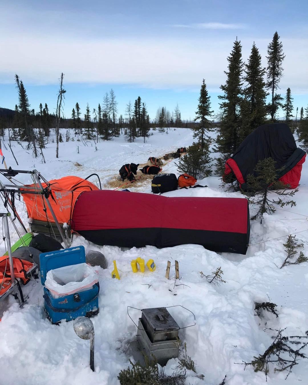 Hoar Liefseth Ulsom’s camp between Ophir and Cripple on the Iditarod 2023 