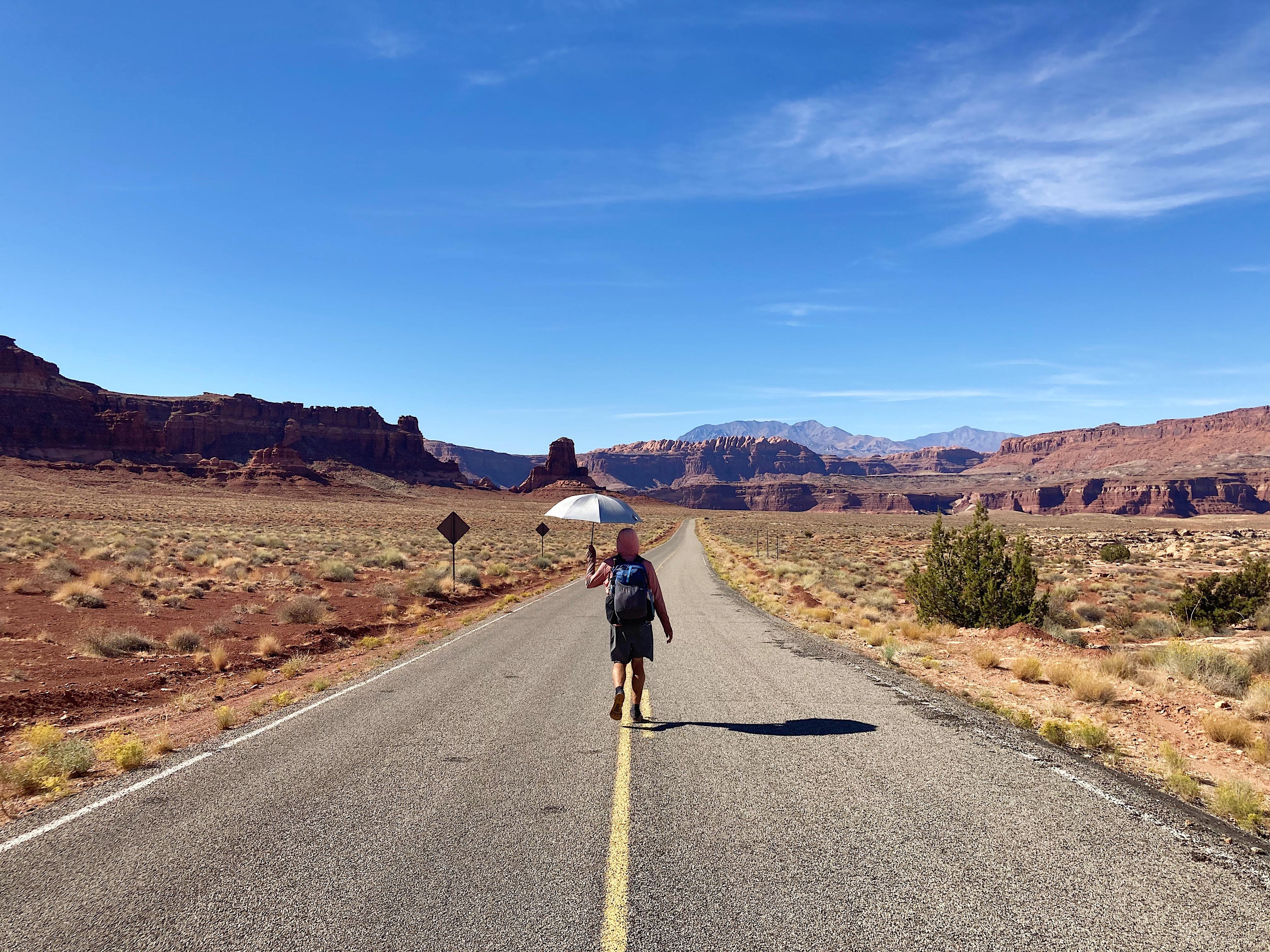 Using the Lightrek hiking umbrella on the Hayduke Trail
